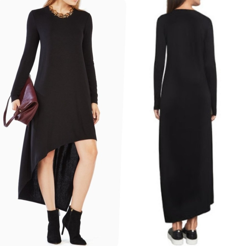 BCBG Max Azria Miney Black High Low Long Sleeve Dress